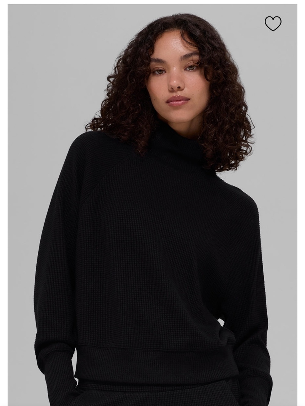 Waffle Weekend Escape Mock Neck Long
Sleeve - Black